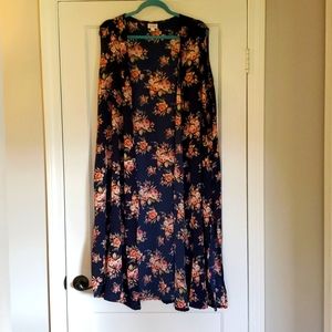 LuLaRoe Joy Vest Floral Navy Duster Size L
